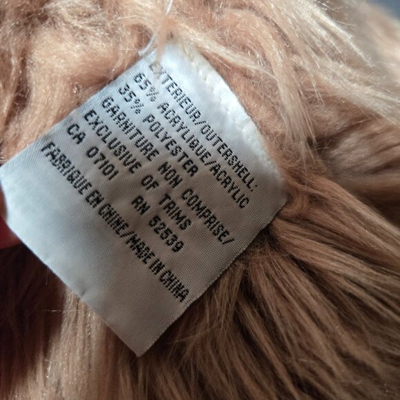 Vintage 90s Penny Lane Coat Beige Faux Fur Faux Suede Size L Knee Length Boho - Picture 12 of 12